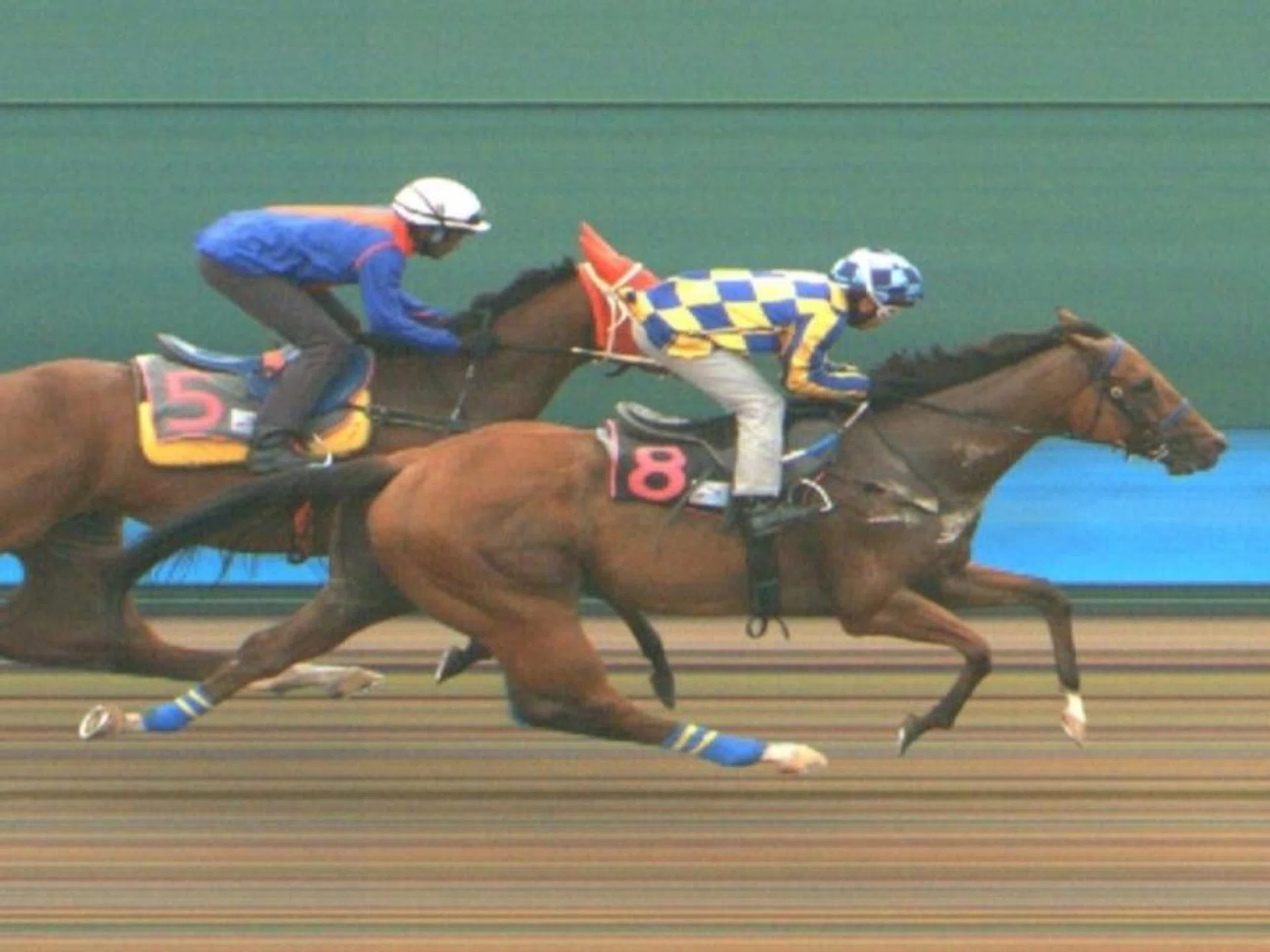 Silent Is Gold (Jamil Sarwi) holding off the challenge of Nimbus Cloud (Krisna Thangamani) at the March 5 barrier trials.
