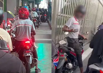 Who's telling the truth?: Motorcyclist slammed online for cutting queue, but witness says story untrue