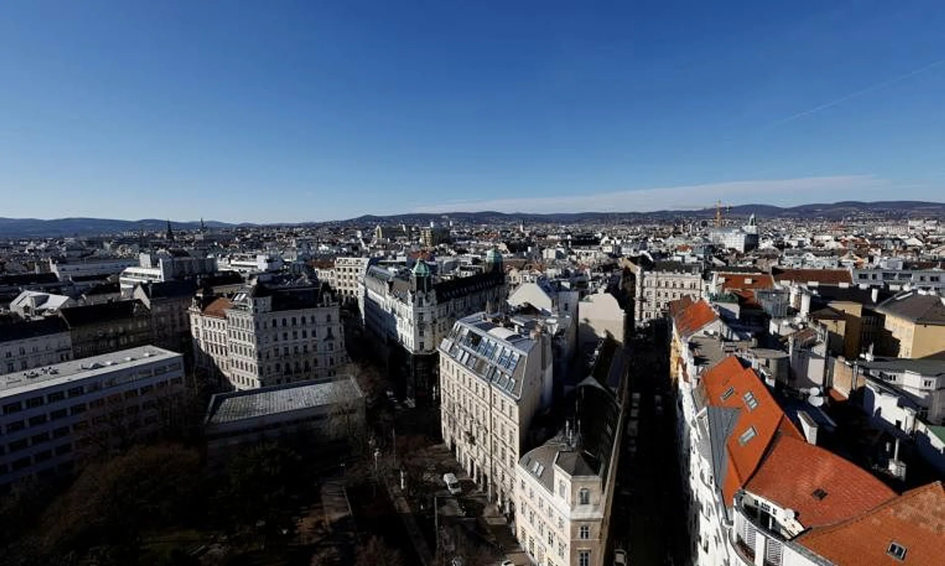 A view of apartment buildings in Vienna, Austria, on Feb 10, 2022.