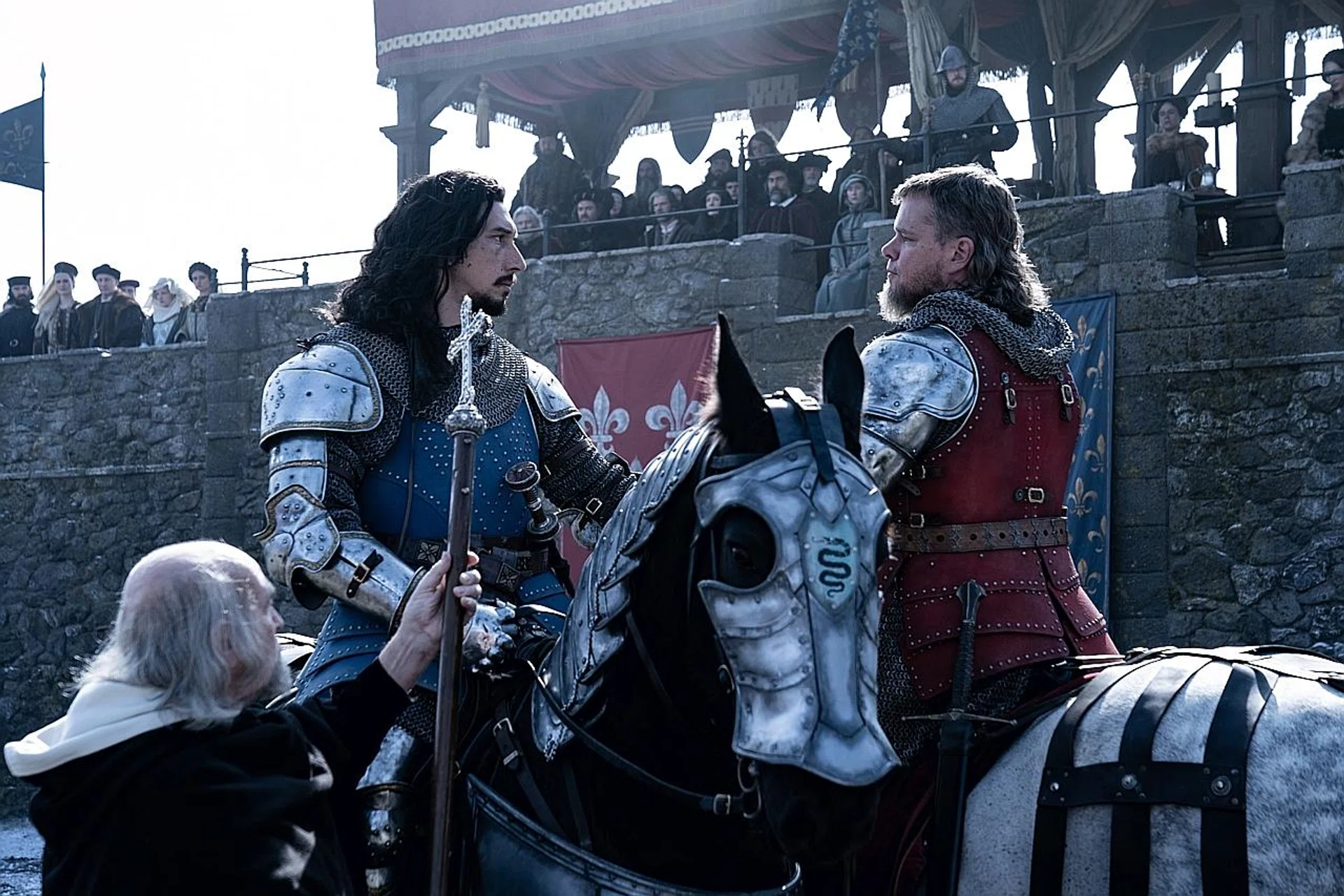 Adam Driver (left) and Matt Damon star in The Last Duel, a tale of betrayal and vengeance. 