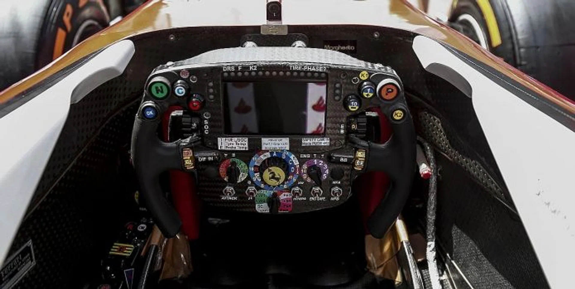 HOT SEAT: Right, the view from the cockpit of a Ferrari Formula 1 car.