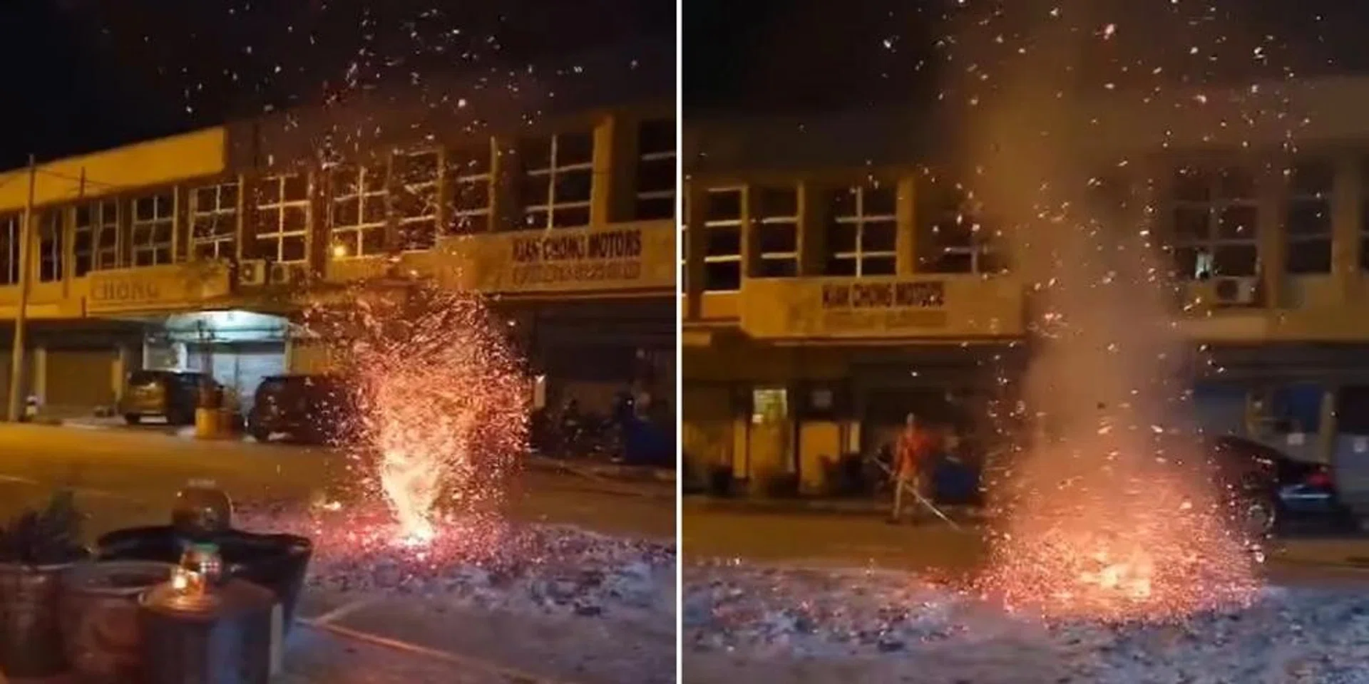 Residents in the town of Sungai Besar, in Malaysia, were burning paper offerings in this period known as the Seventh Month when they witnessed the sight.