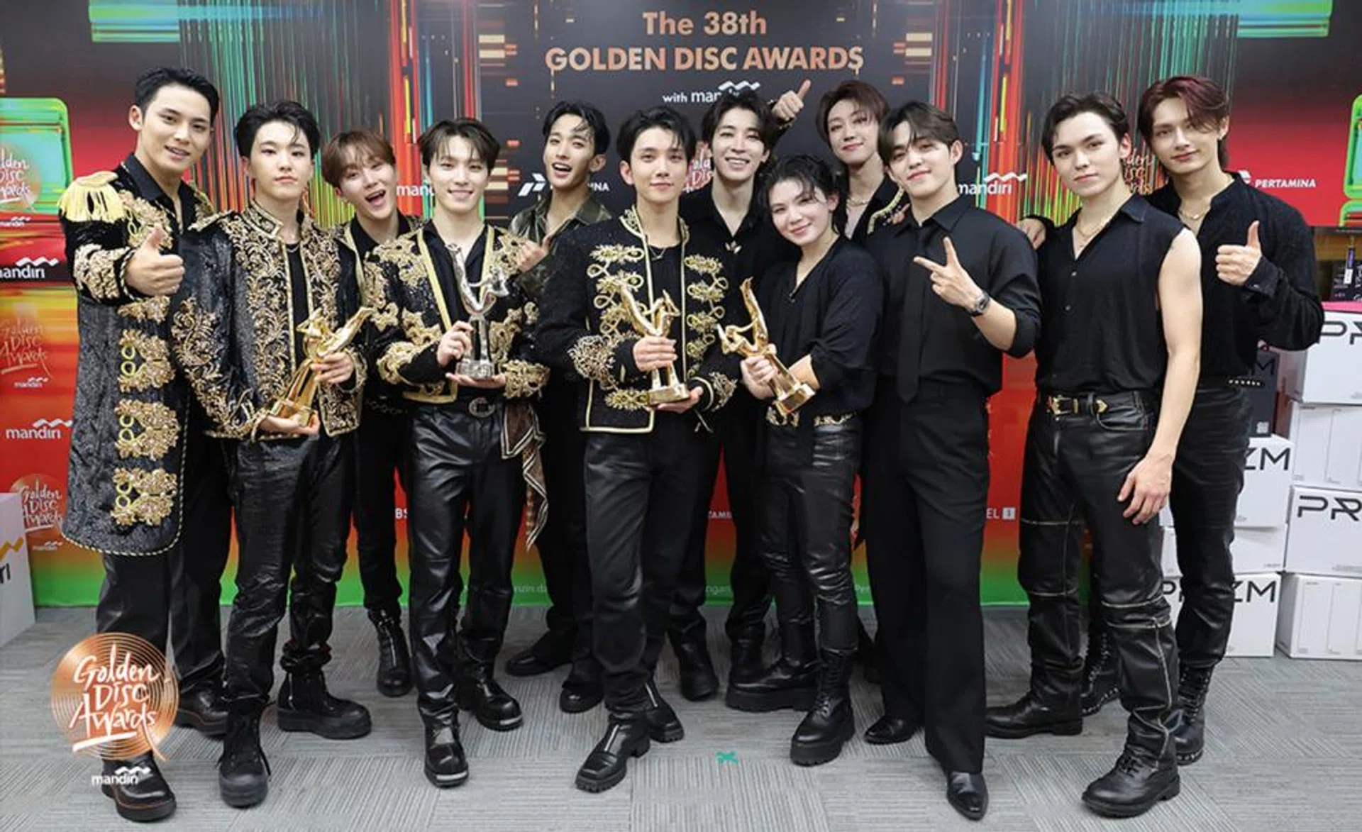K-pop group Seventeen scored four wins at the 38th Golden Disc Awards, including top prize Album of the Year. 
