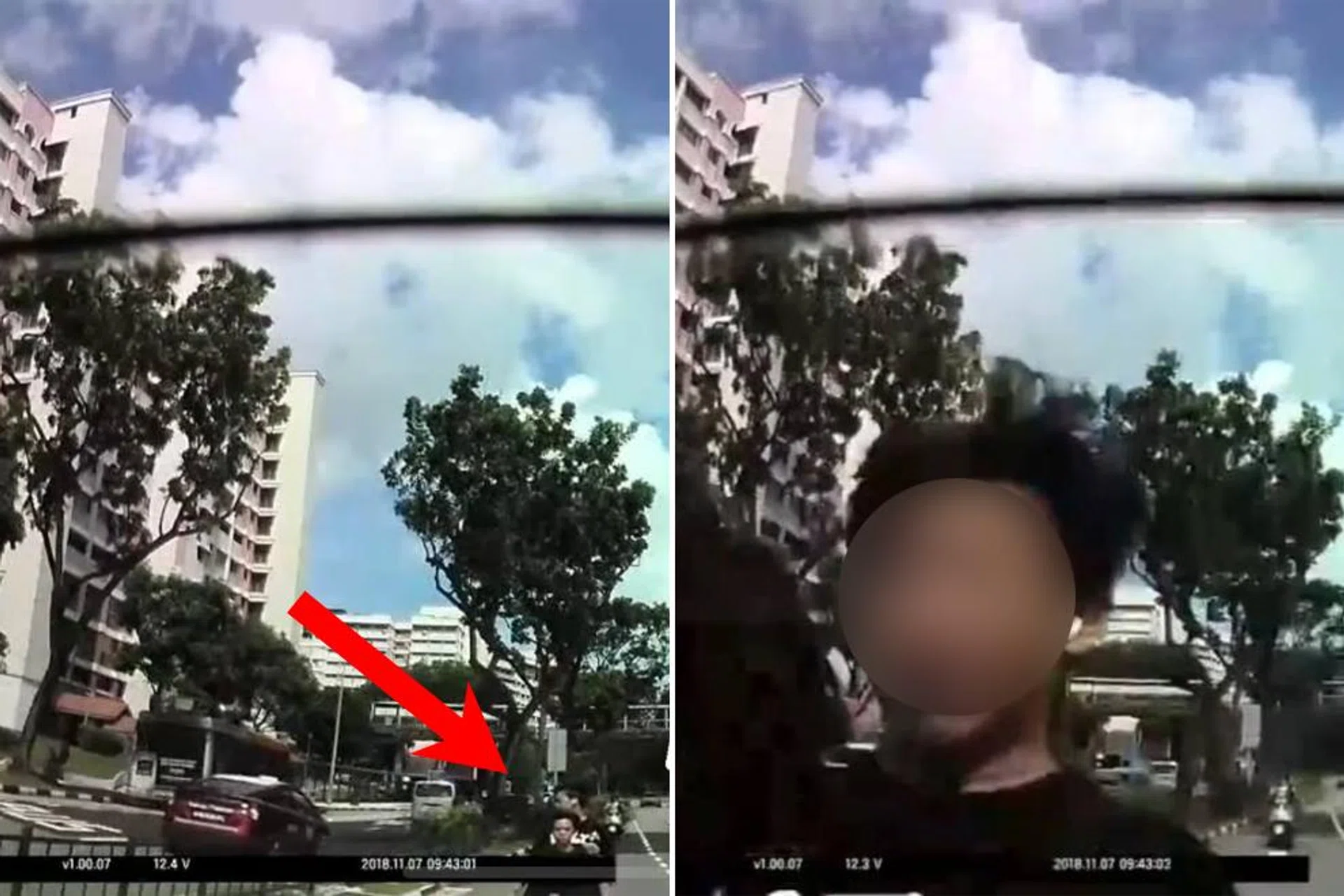 The video shows the two riding without any safety gear and the boy on the back even had an earpiece plugged into one ear.