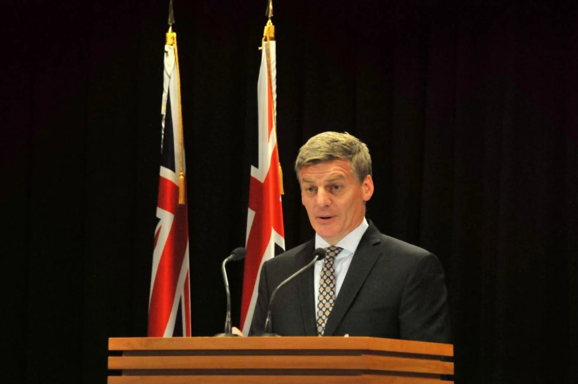 New Zealand Prime Minister Bill English (above) held a news conference about the Trans- Pacific Partnership (TPP) trade deal. . 
