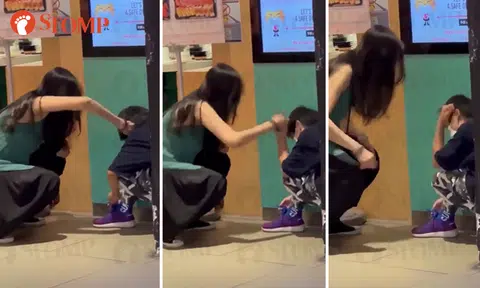 Woman yells at boy, twists his ear in public for not knowing how to tie shoelaces