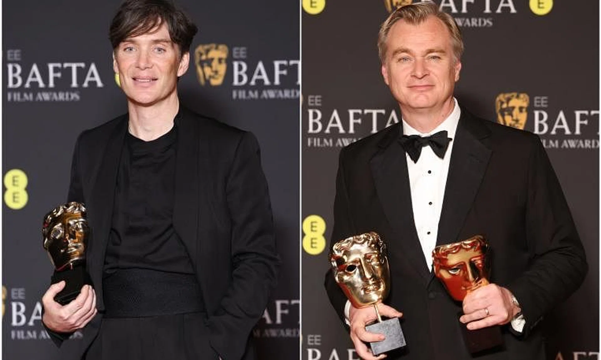 Oppenheimer won seven prizes in total, including best film and the best director award for Christopher Nolan (right), and best leading actor for Cillian Murphy (left).