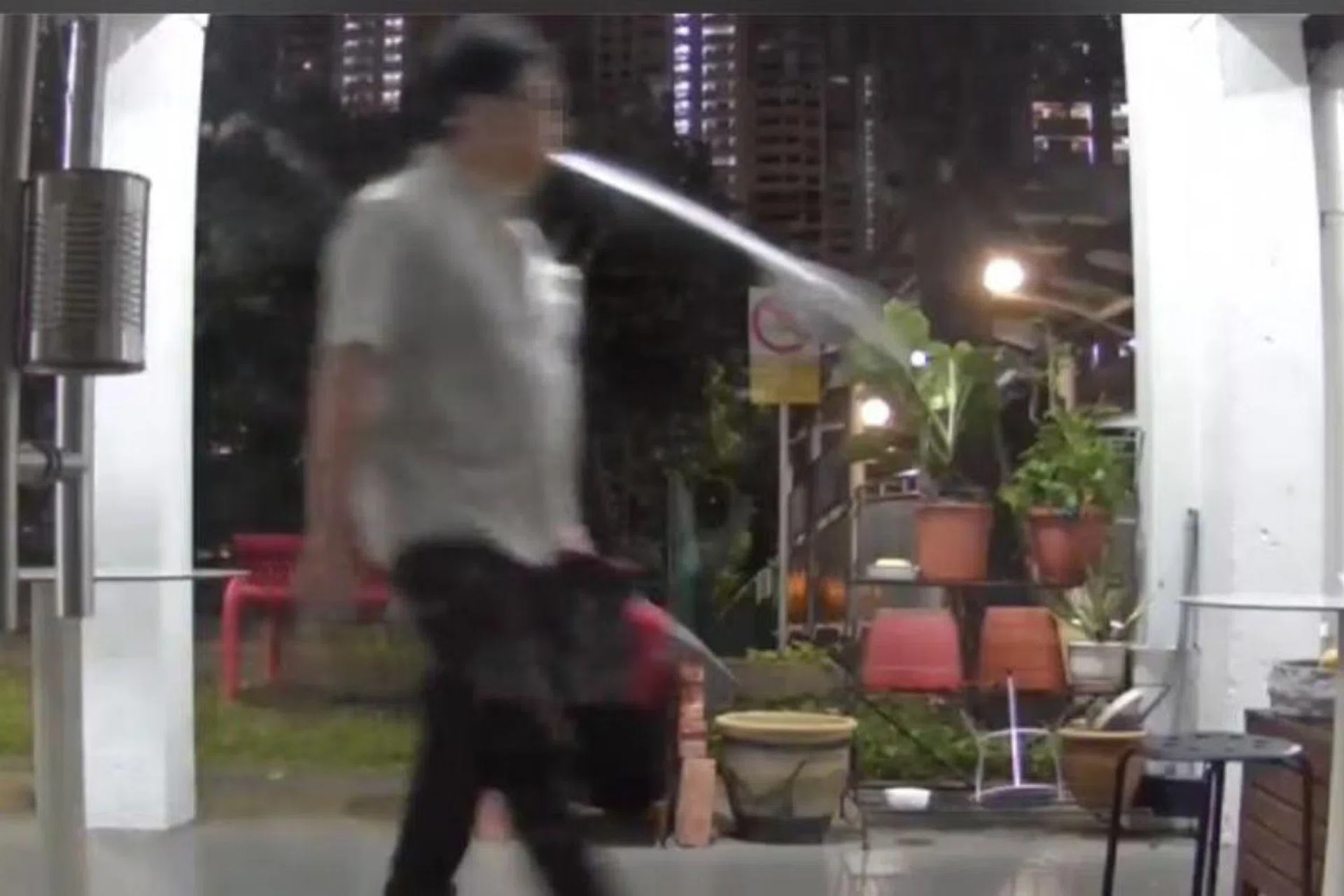 Man seen spitting for three consecutive days.