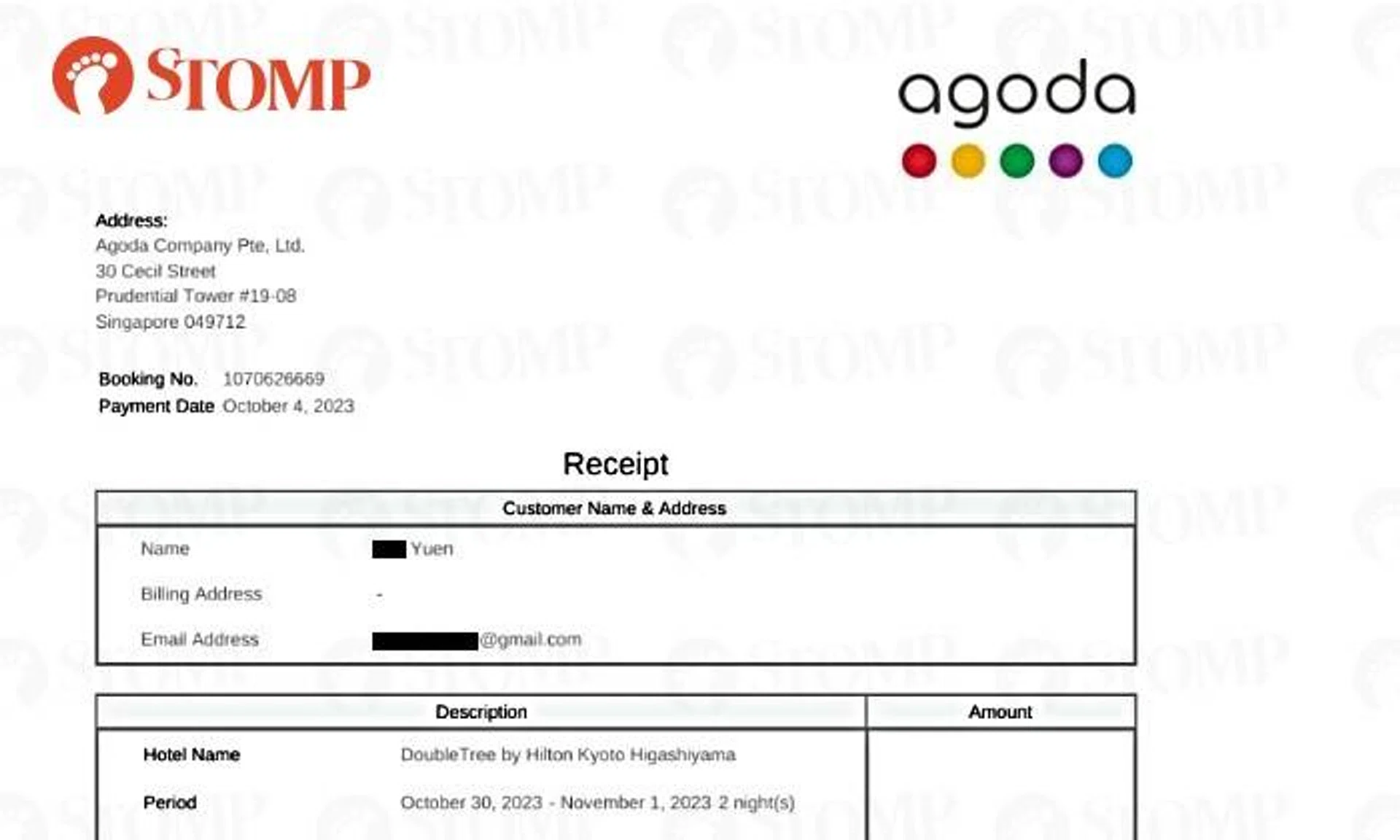 Stomper Yuen said she has been trying to get a refund from Agoda.