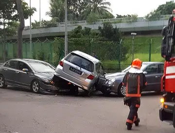 Three-vehicle collision at Tuas