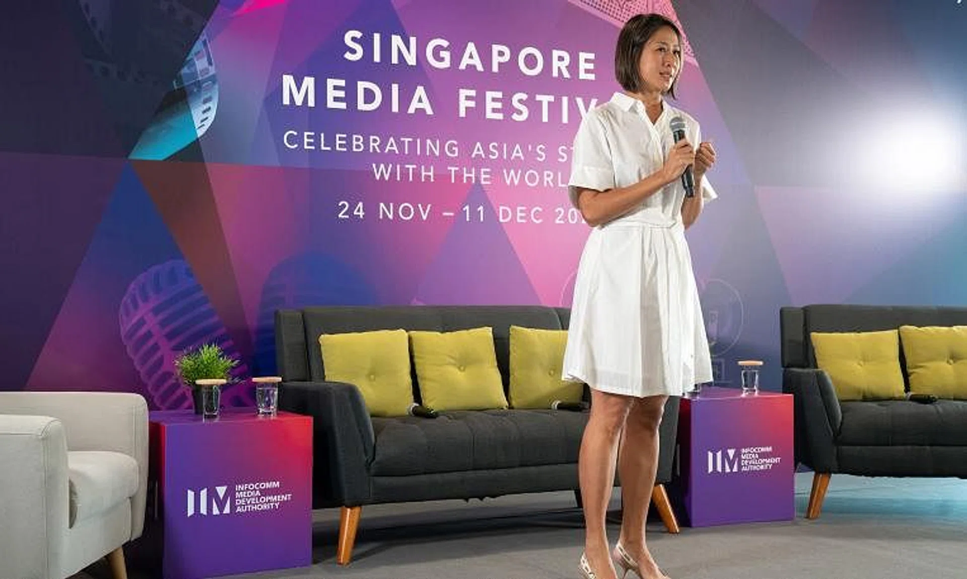 Ms Jean Ng, IMDA media industry cluster director, at the media engagement session for Singapore Media Festival 2022.