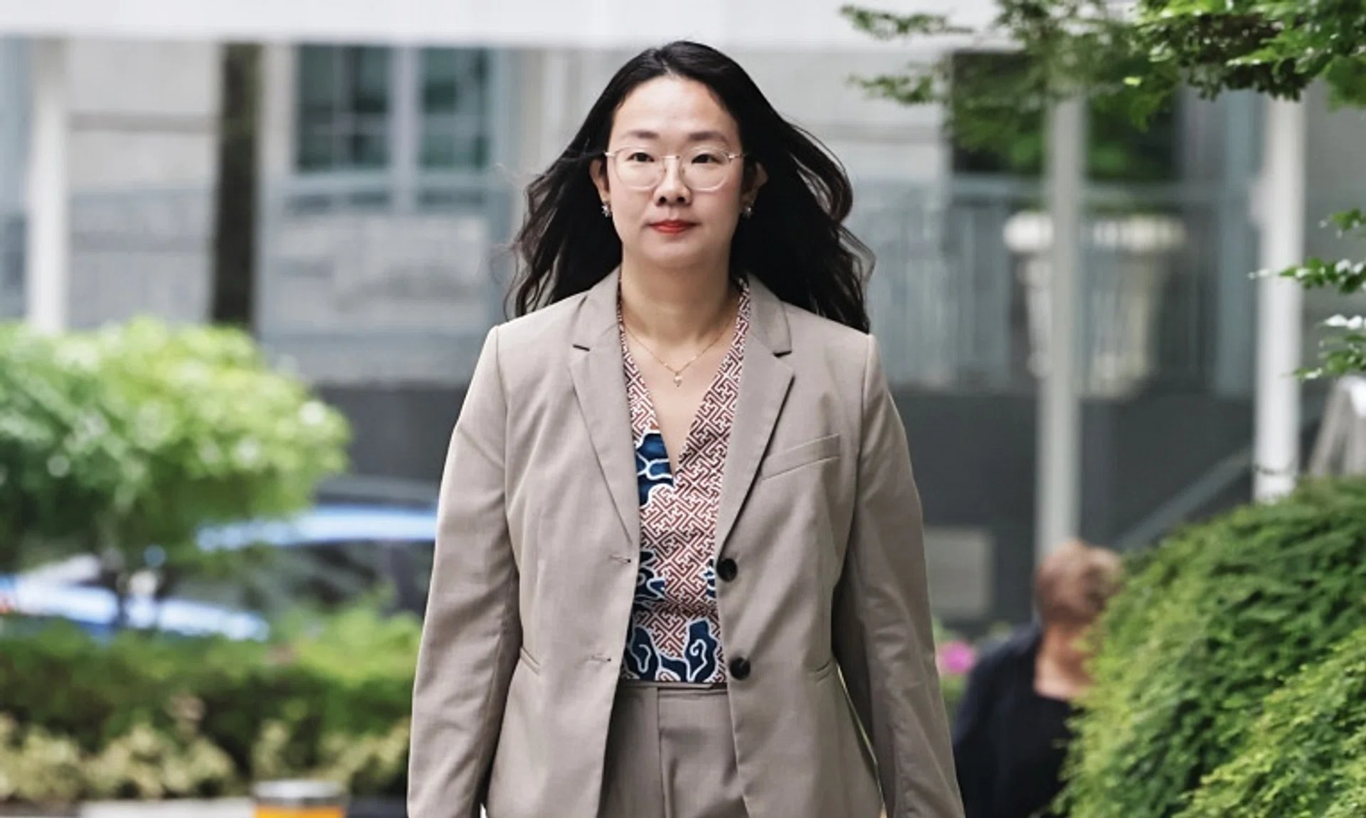 Former Workers' Party cadre Loh Pei Ying arriving at State Courts on Oct 17.