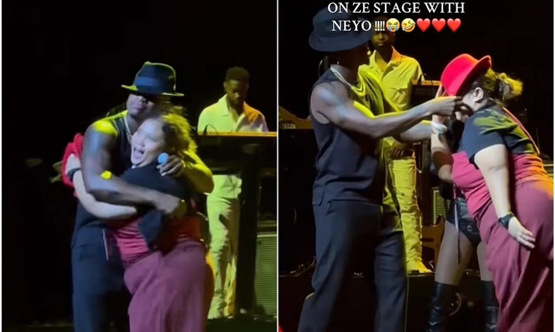 Ms Nur Syarafana Mohamed Salleh, 23, on stage with American R&B singer Ne-Yo at The Star Theatre on Nov 6.
