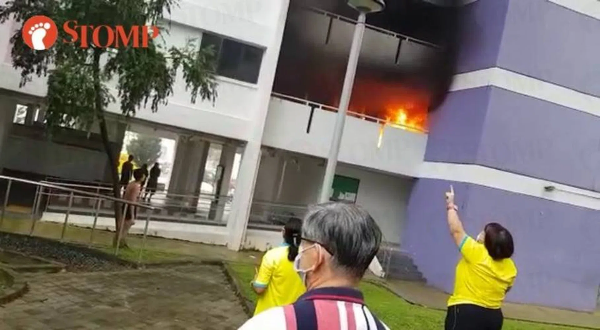 The fire involved items along the common area on the second floor, said SCDF.