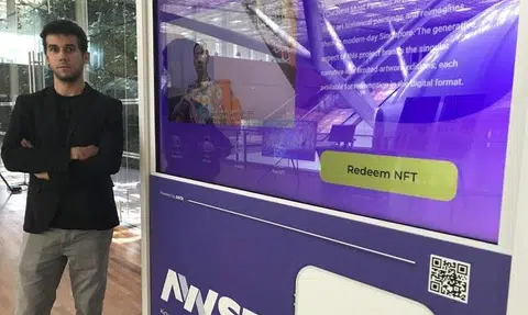Redeem free NFT artwork from a vending machine at National Gallery Singapore