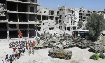 Film produced by Jackie Chan being shot in ghost town left by Syria militants