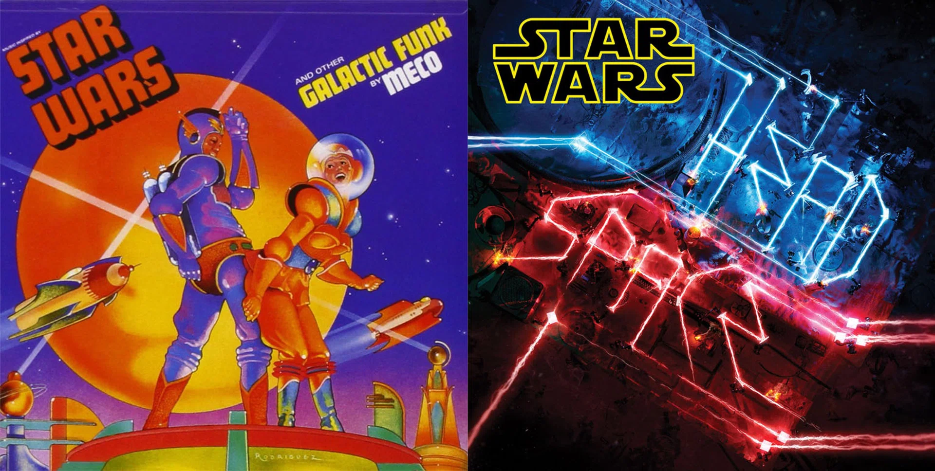 WORKS OF ART: 1970s album Star Wars And Other Galactic Funk (left) and newly-released Star Wars Headspace (right) each has its own take on the music from the Star Wars movies. 