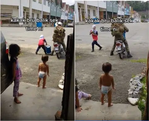 Kids try to stop soldier leaving for duty