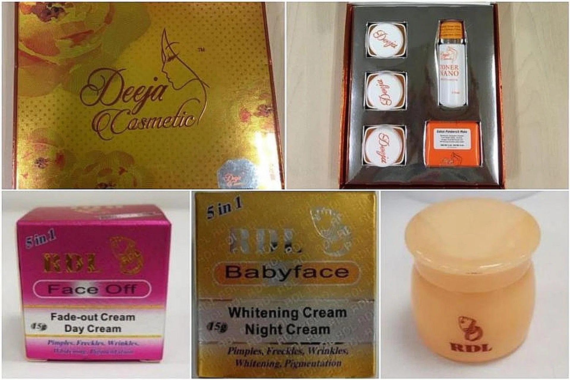 The creams were found to contain ingredients like hydroquinone and mercury, which can be toxic in large amounts. 