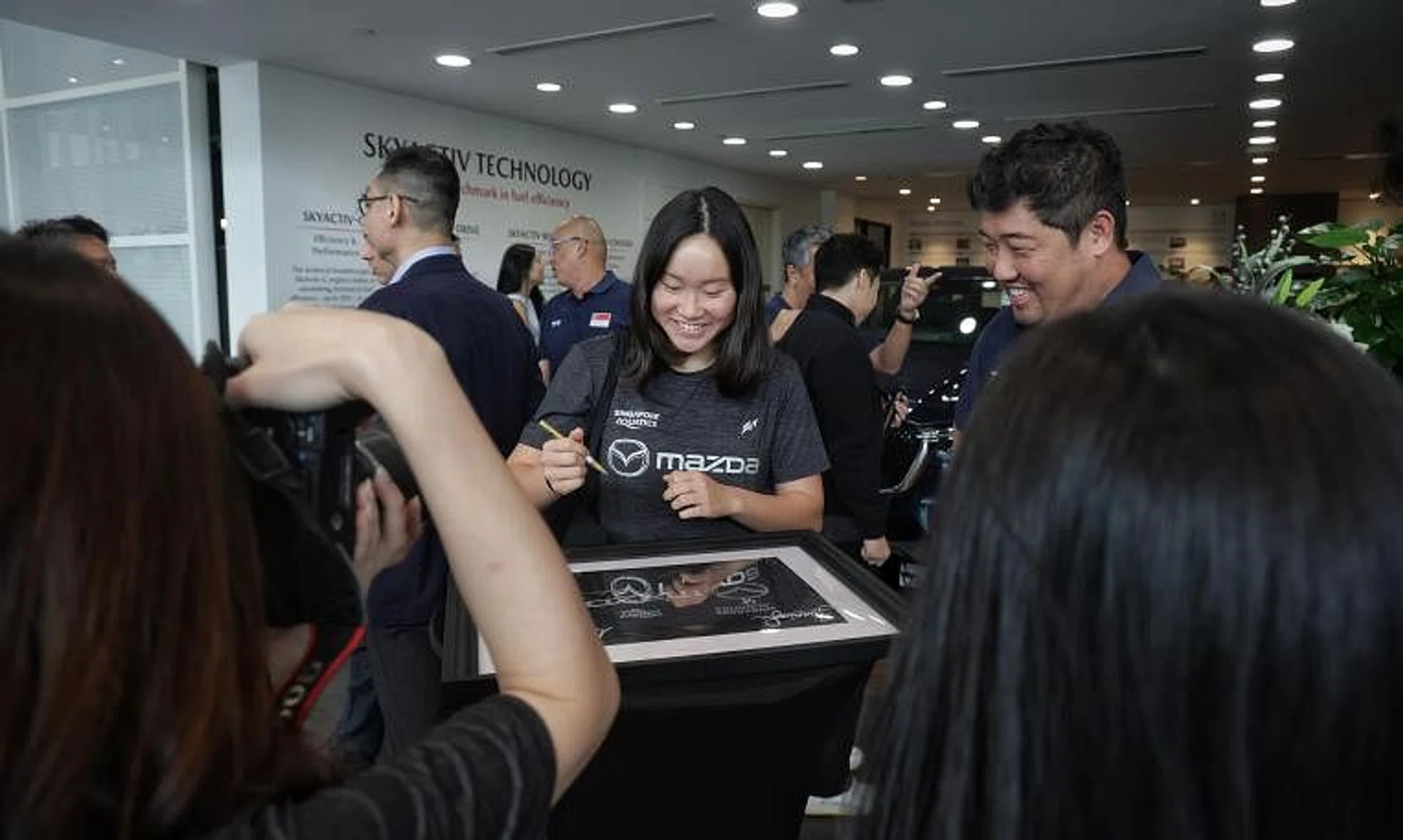 National swimmer Gan Ching Hwee on the sidelines of Singapore Aquatics’ sponsorship announcement with Trans Eurokars-Mazda for the World Aquatics Swimming World Cup on July 10.