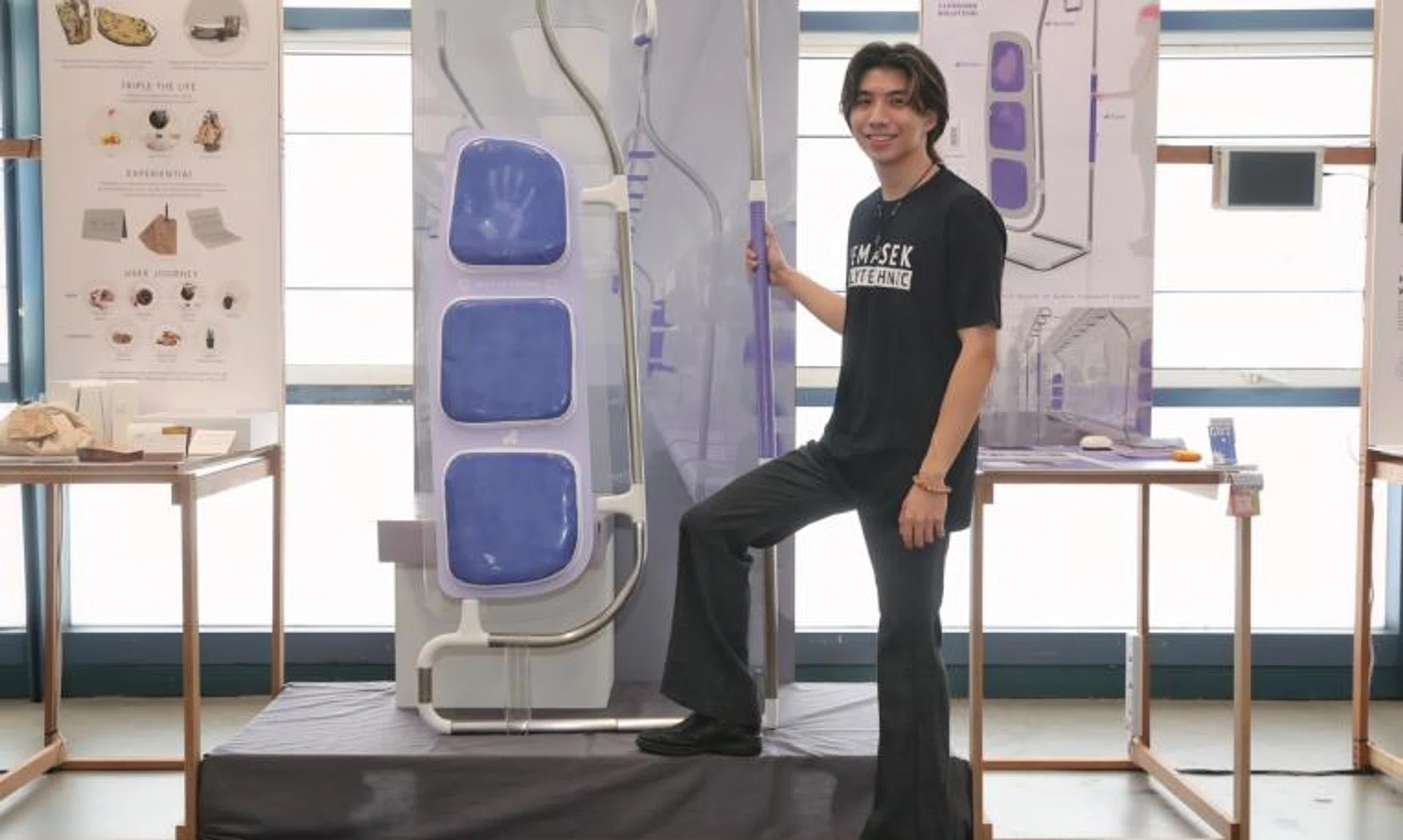 Mr Lukas Lee developed a self-sanitising material that also changes colour when it has been touched and is contaminated.