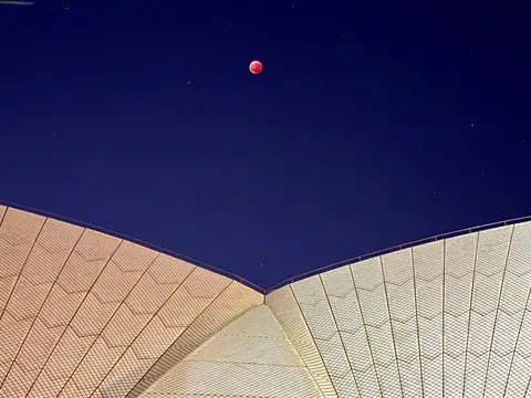 Parts of Australia enjoyed the view of a red-hued moon on the night of Sept 7 too.