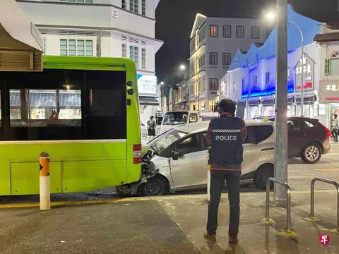 Car hits cyclist, rear-ends bus in Jalan Besar crash; driver allegedly flees the scene