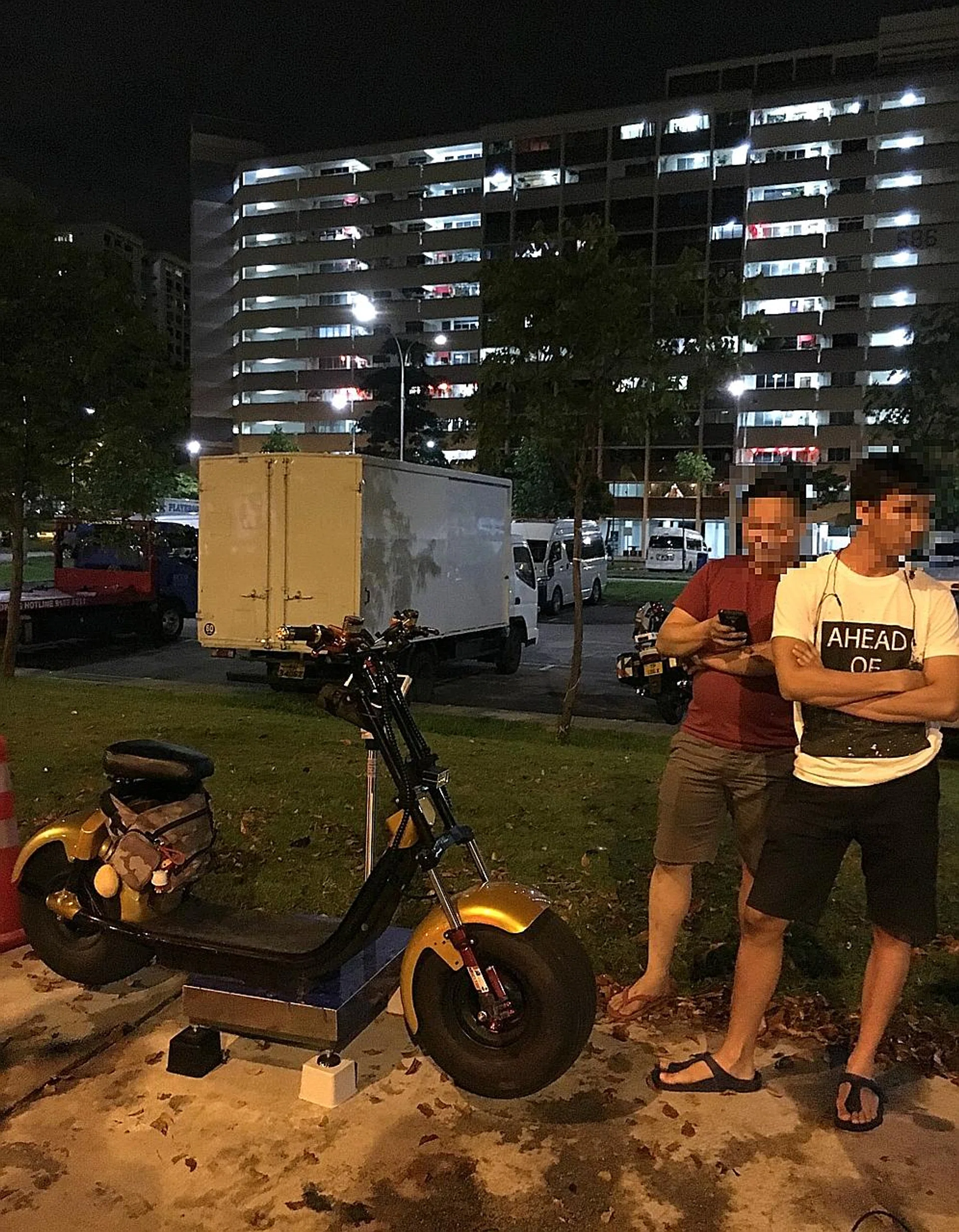 The 64kg e-scooter seized during the two-night operation in the north-eastern and western parts of Singapore. 