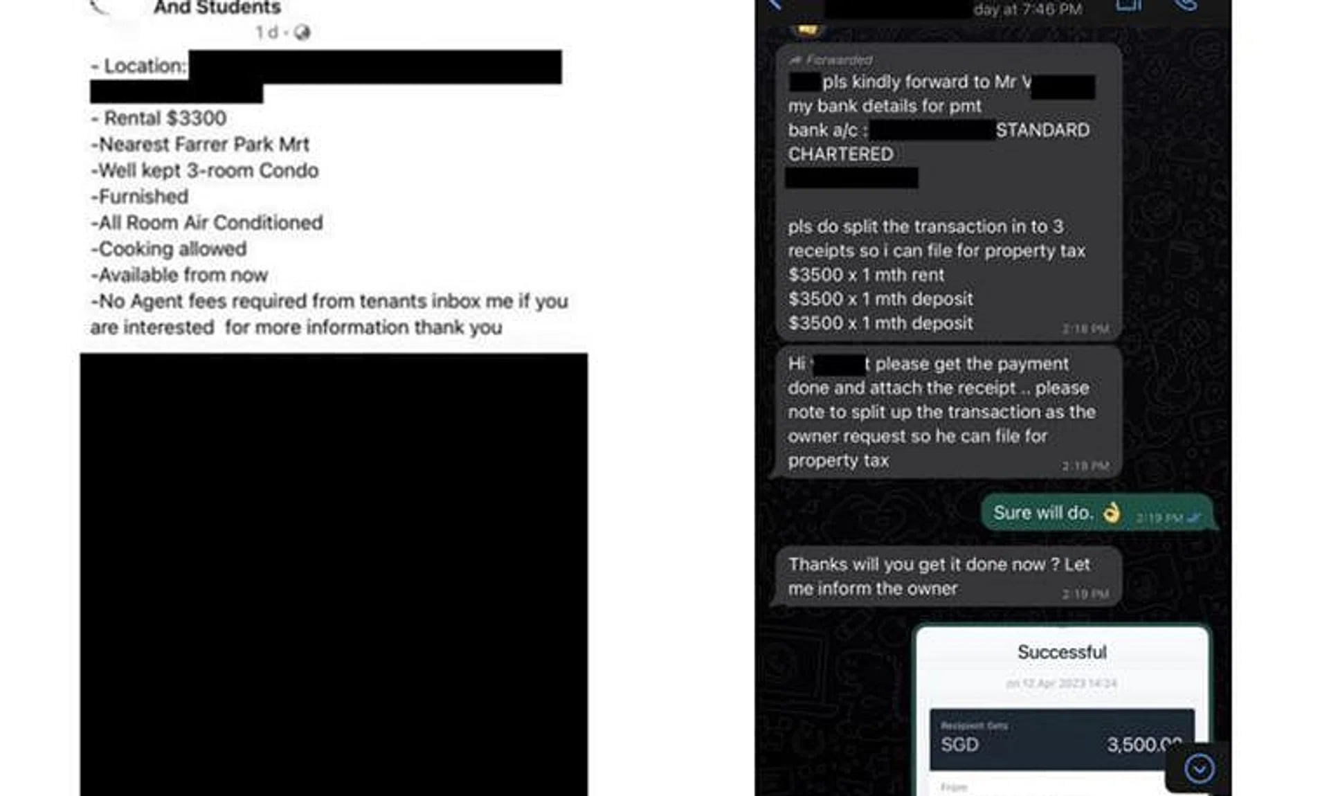 Victims were pressured by fake property agents into making payments to secure the viewing or rental of properties.