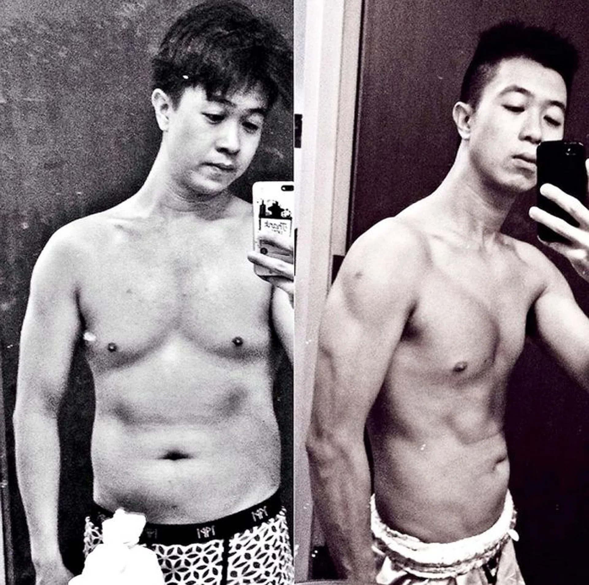FIT: Local actor Maxi Lim posted a 'before and after' photo on his Instagram account to show the change after he decided to get fit. 