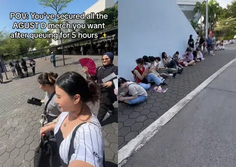 Hundreds queue for hours in hot sun for BTS Suga's merch