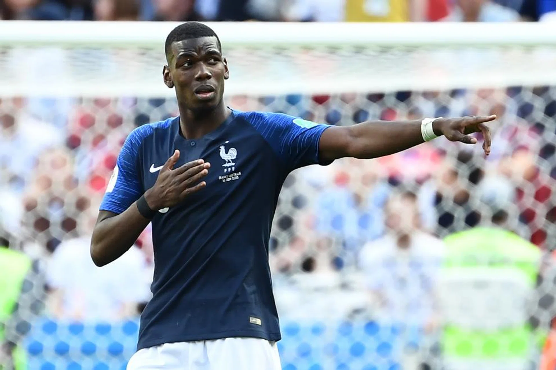 Paul Pogba celebrates after his goal was awarded, thanks to help from goal-line technology.