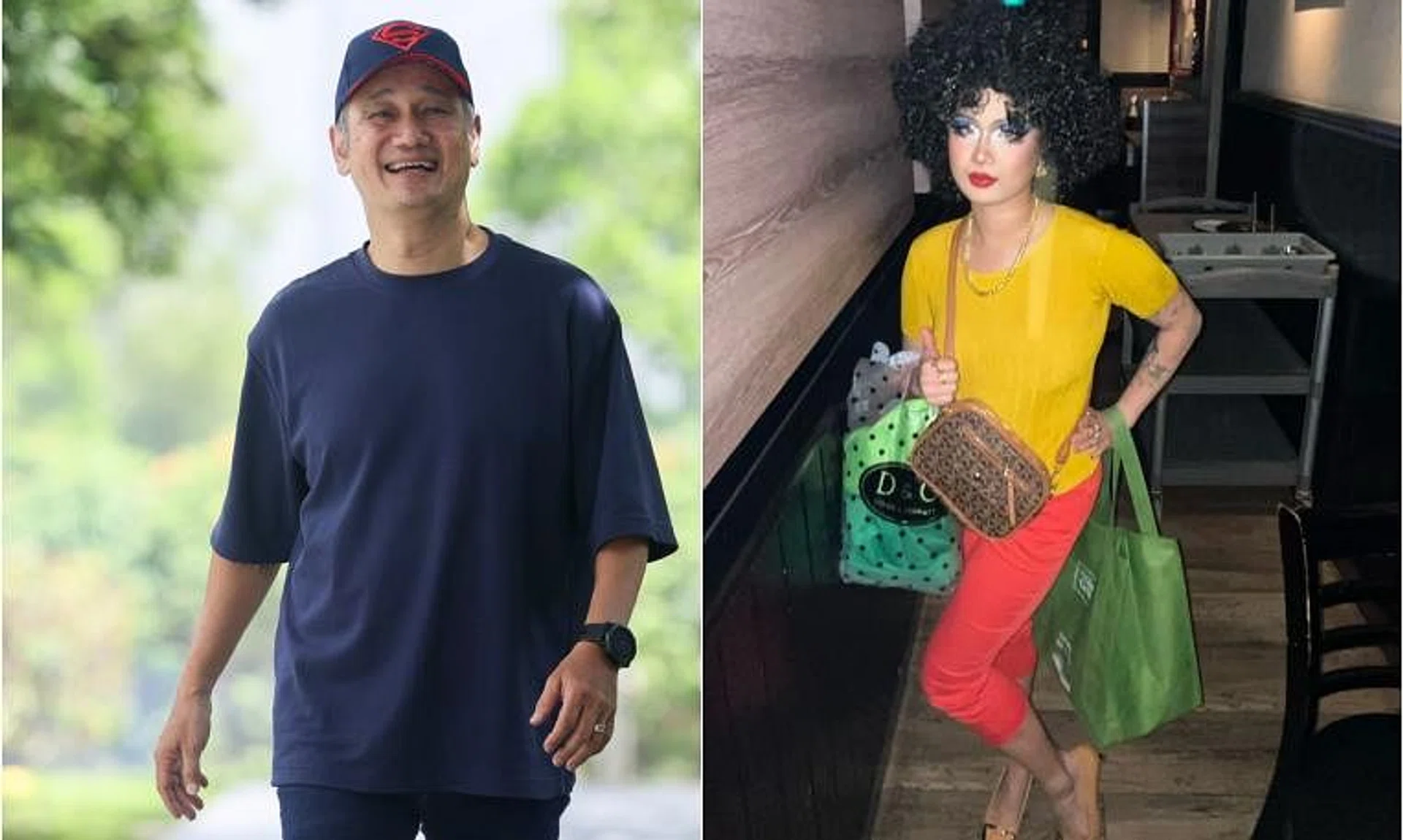 Gurmit Singh (left) will host a National Day Parade watch party with his eldest daughter, the drag and burlesque performer known by her stage name Lychee Bye (right).