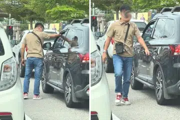 Man returns trash to car passenger who tossed it out