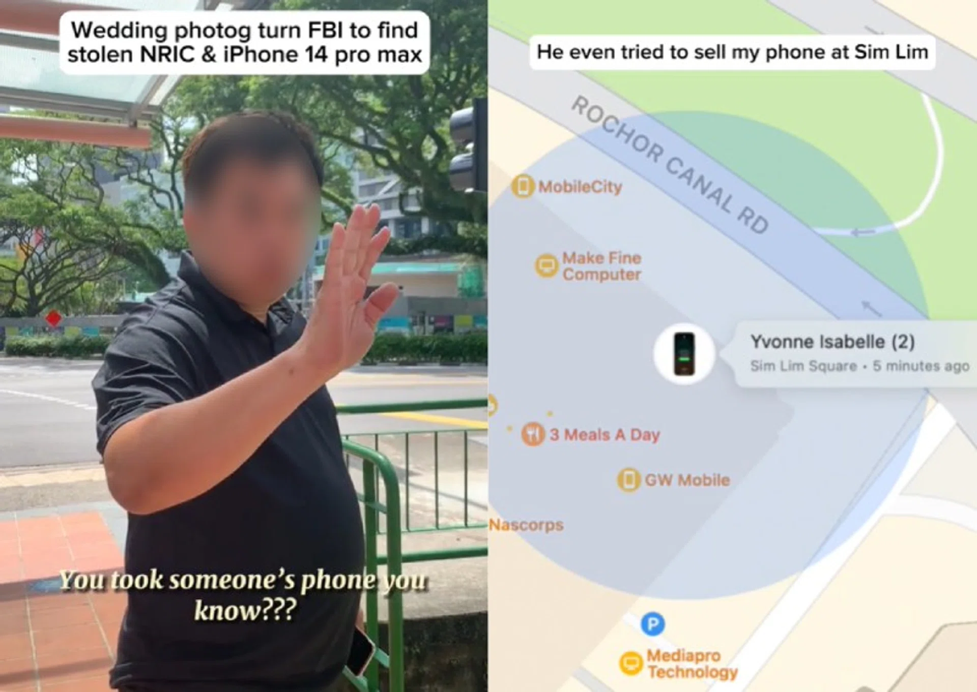 A man driving a white Mercedes allegedly hopped out of the vehicle, took Ms Yvonne Ling's phone and then drove off.
