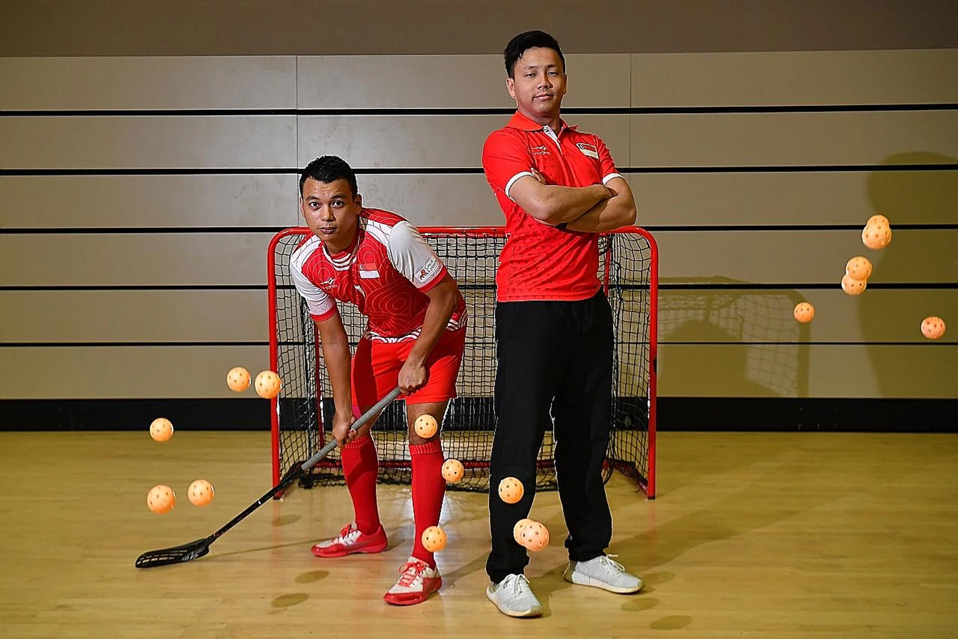 Singapore captain Syazni Ramlee (left) and coach Lim Jin Quan are optimistic of the team's best finish at the World Floorball Championship in Finland from Dec 4-12.