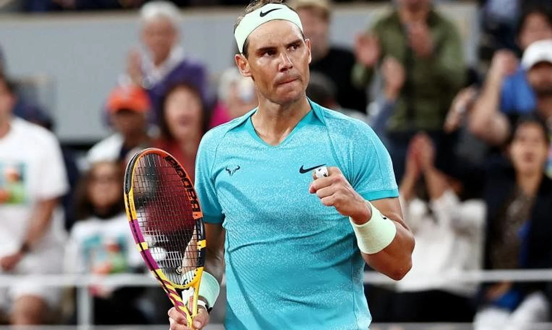 FILE PHOTO: Tennis - French Open - Roland Garros, Paris, France - May 27, 2024 Spain's Rafael Nadal reacts during his first round match against Germany's Alexander Zverev REUTERS/Yves Herman/File Photo