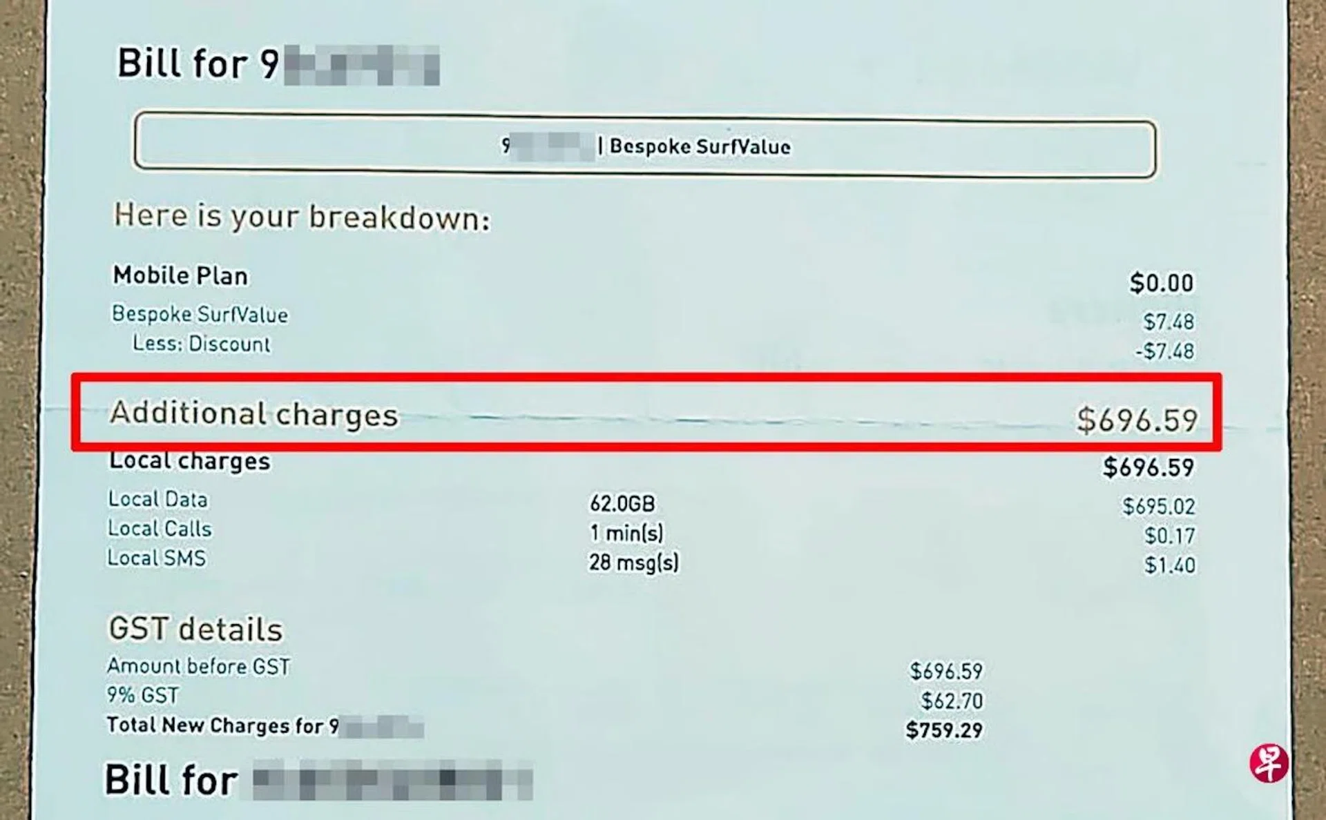 The discarded SIM card used up 68GB of data.