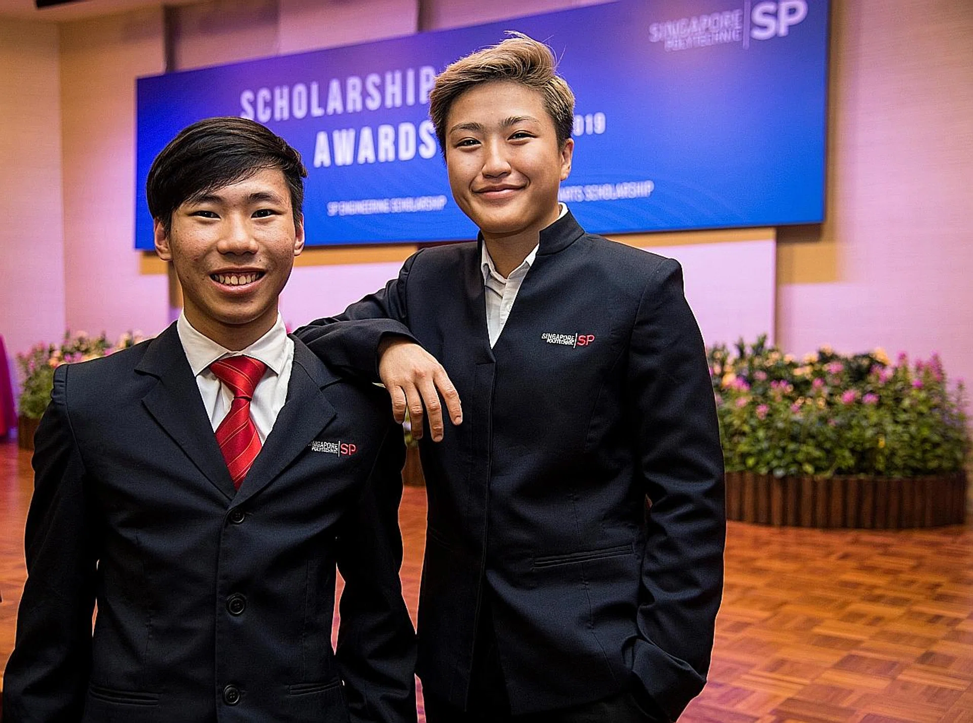 (From left) Singapore Polytechnic students Dean Lim and Jayne Chan. 