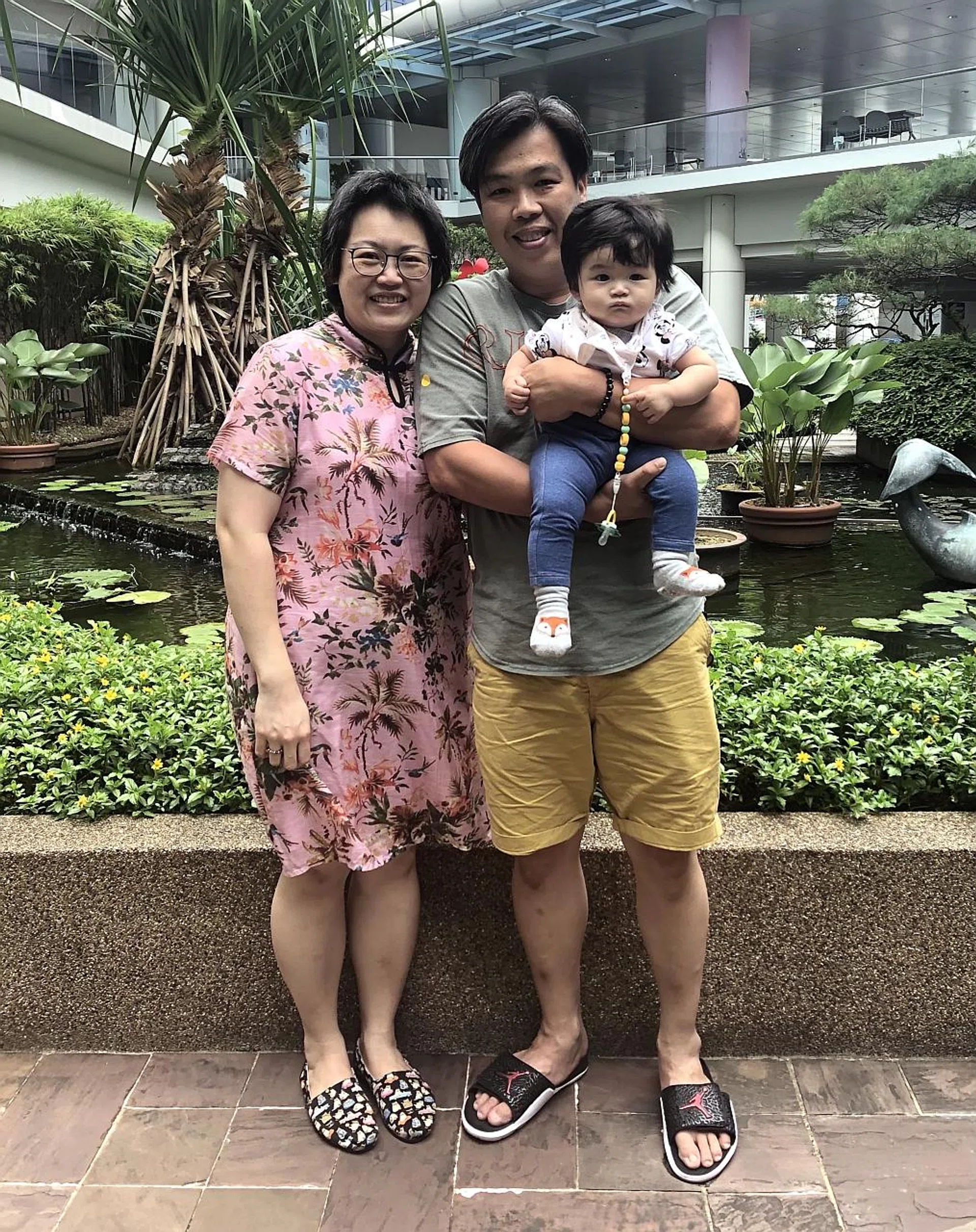 Madam Evelyn Lo (above, with her husband) was diagnosed with breast cancer while pregnant. She gave birth to a healthy baby girl, Eva. 