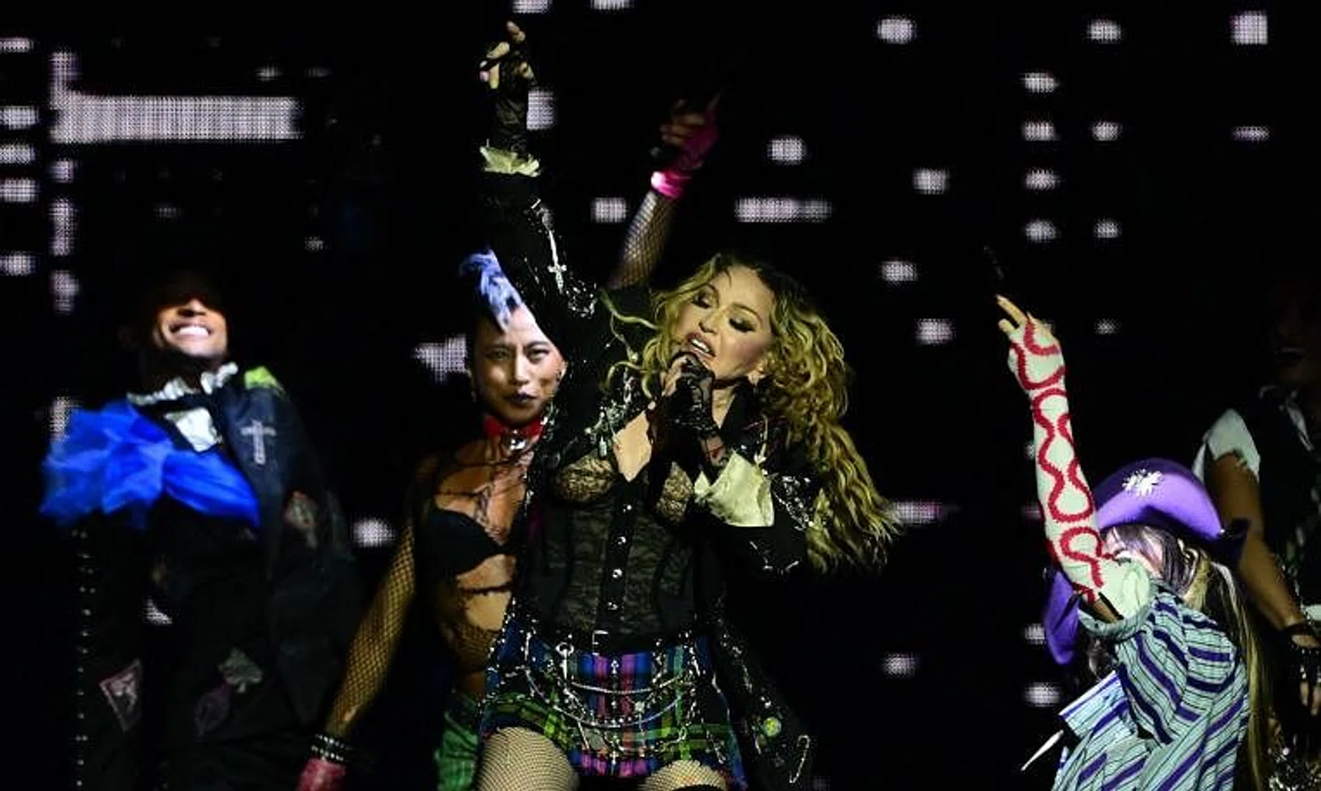 Madonna performs onstage during a free concert at Copacabana beach in Rio de Janeiro, Brazil, on May 4. 