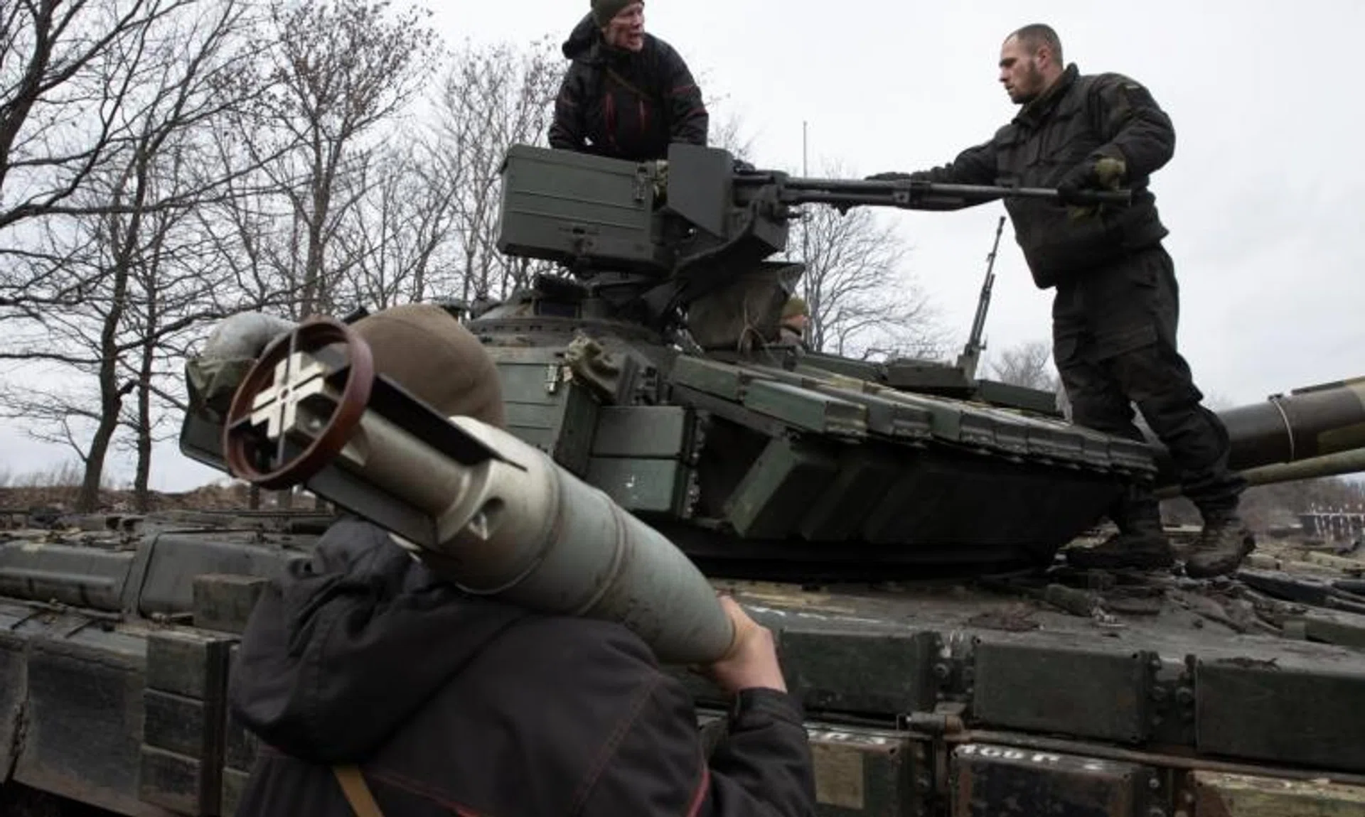 A Ukrainian military tank exercise in Donetsk Oblast, Ukraine, on Feb 17, 2022.