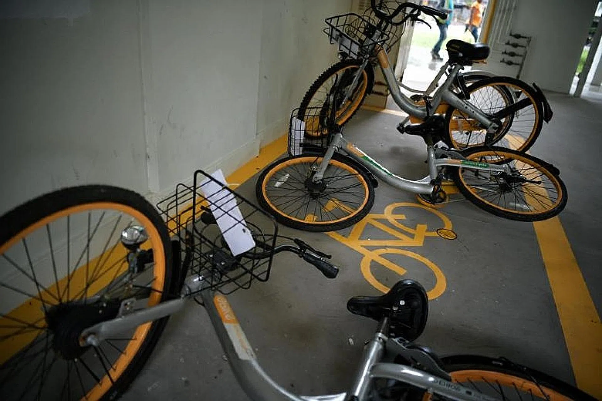 Many oBikes are still strewn across the island. 
