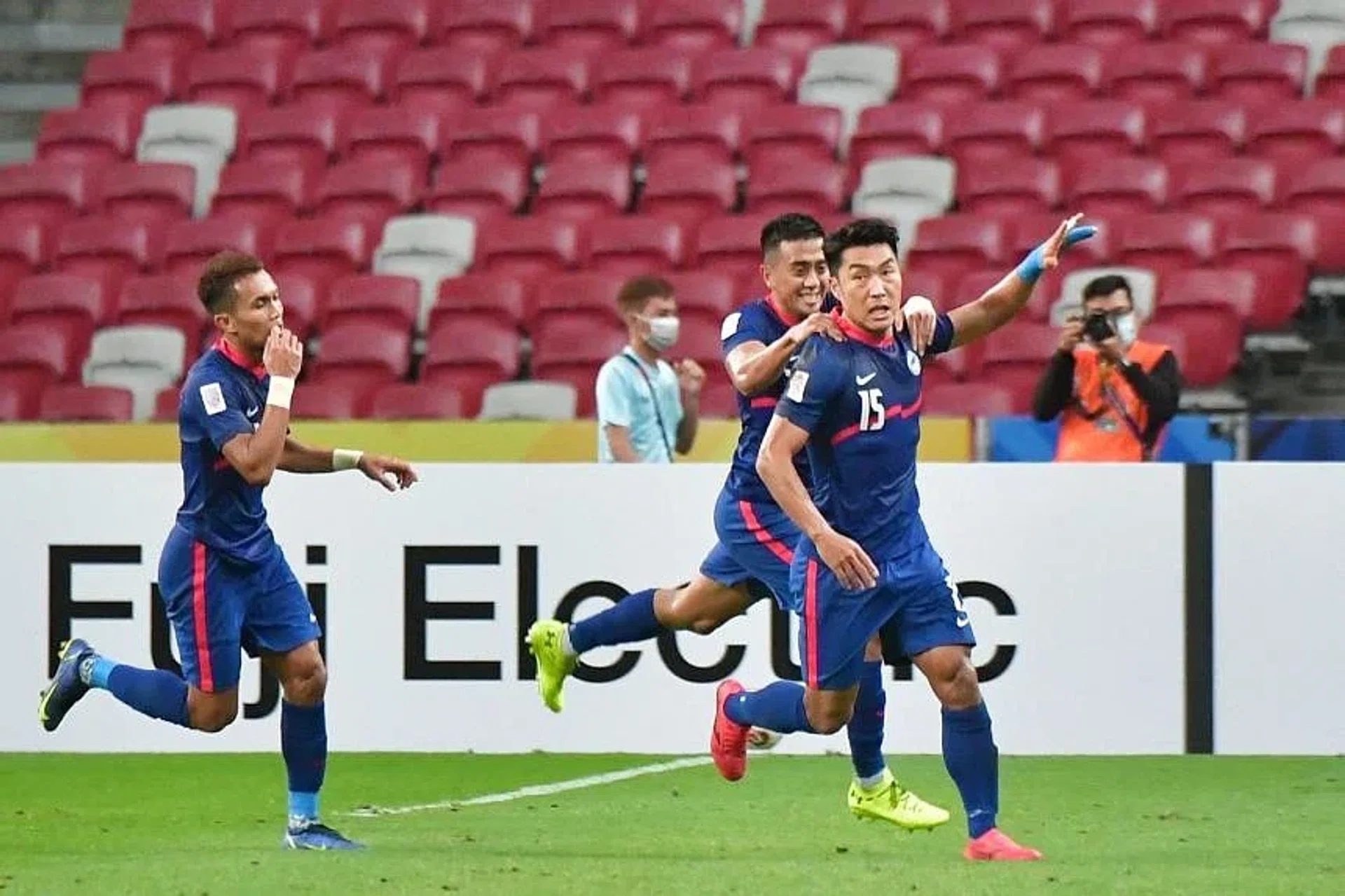 Lion City Sailors midfielder Song Ui-young (No. 15) has represented Singapore on 12 occasions, scoring thrice.
