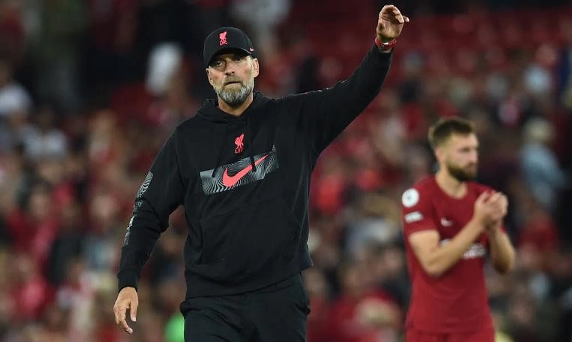 Liverpool manager Juergen Klopp in Anfield on Aug 15. The club is looking for their first win of the campaign.