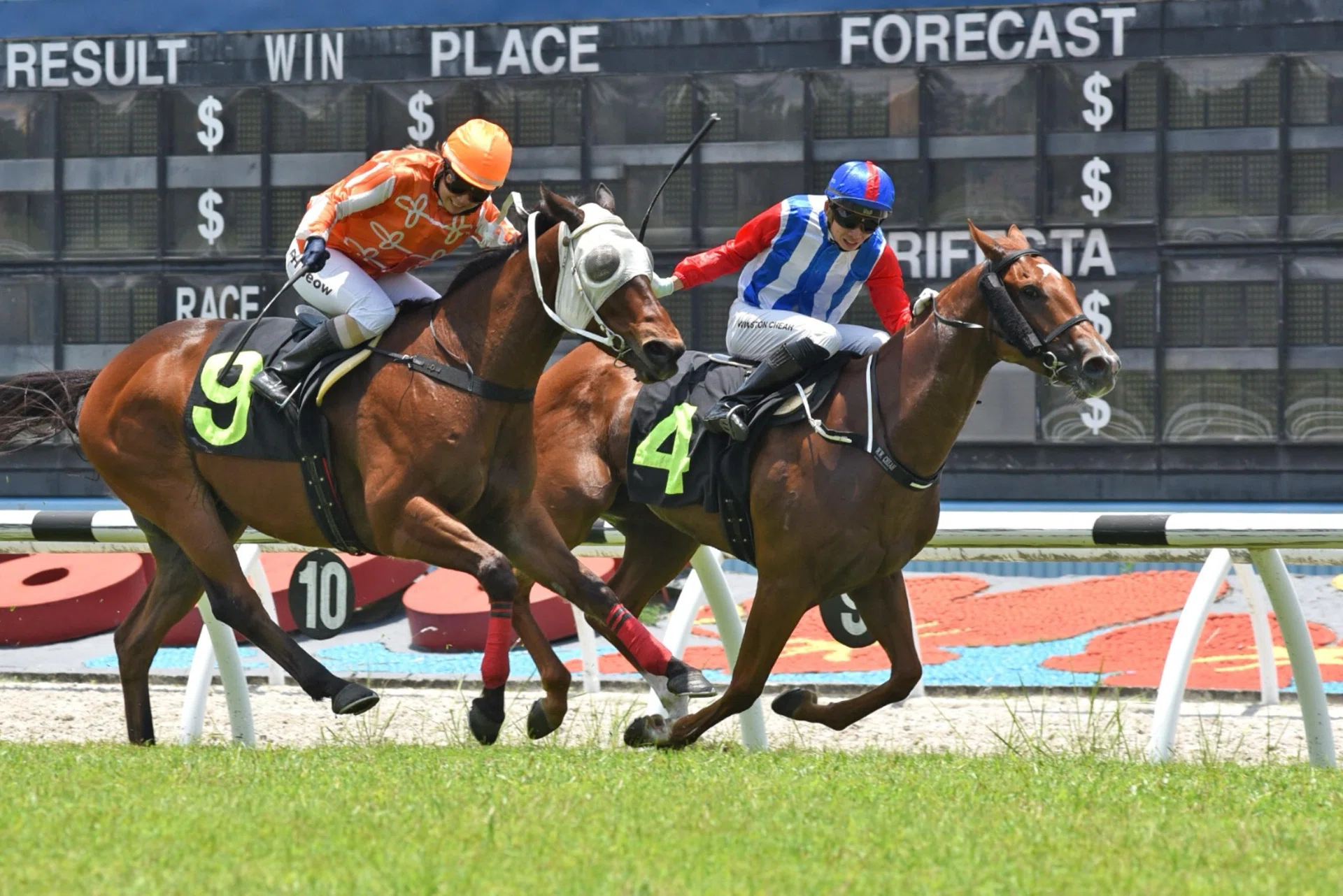 Release The Spirit (Winston Cheah Wei Wen) fending off Pacific General (Jerlyn Seow) to claim his last win in the Class 4B race (1,150m) at Sungai Besi on April 12. The Richard Lines-trained four-year-old worked nicely on Sept 16, in preparation for the Class 4B event over the same trip at Sungai Besi on Sept 21.