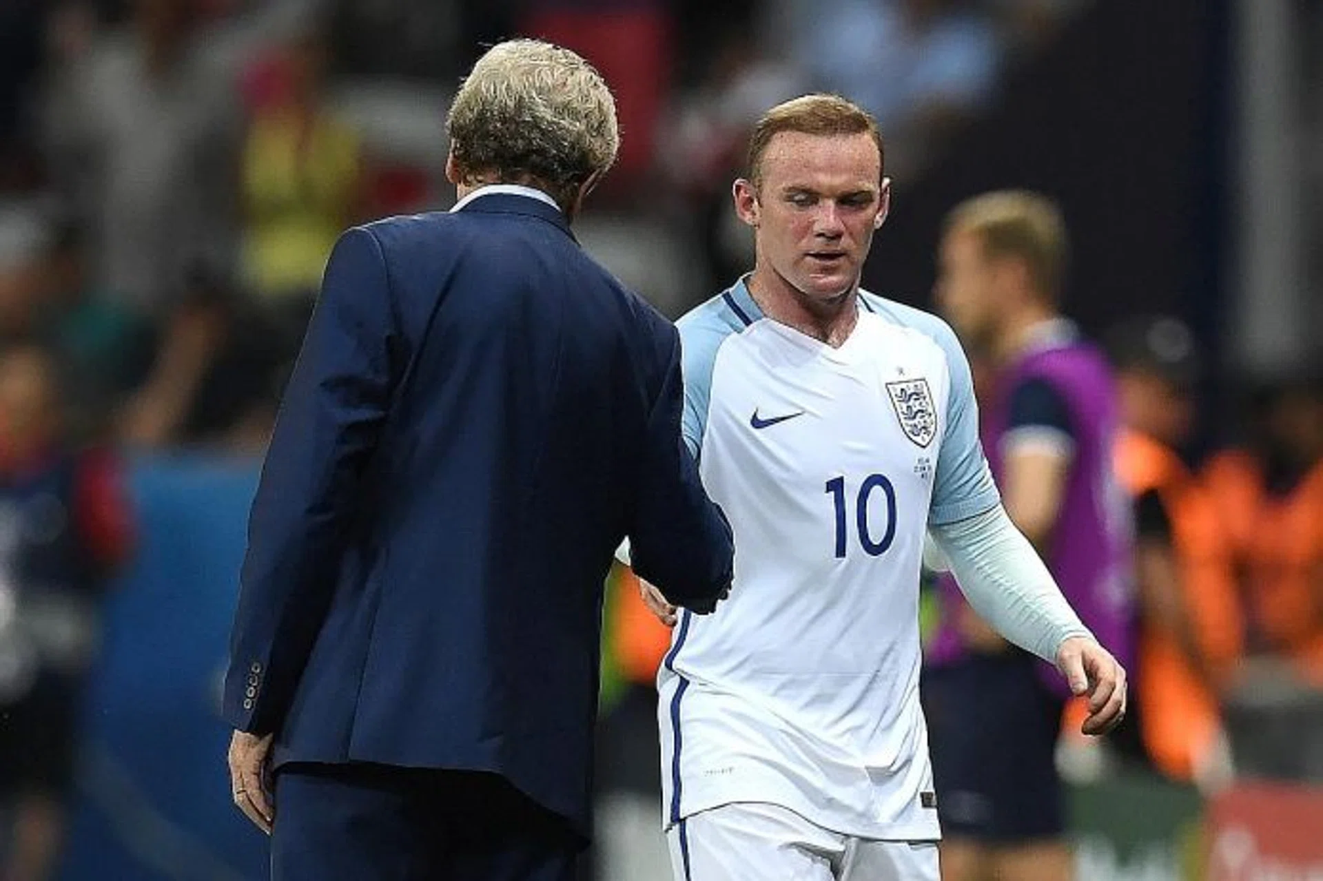 STEPPING IN: England captain Wayne Rooney (No. 10) has revealed that it was his decision to stop Harry Kane from taking corners at Euro 2016, not Roy Hodgson.