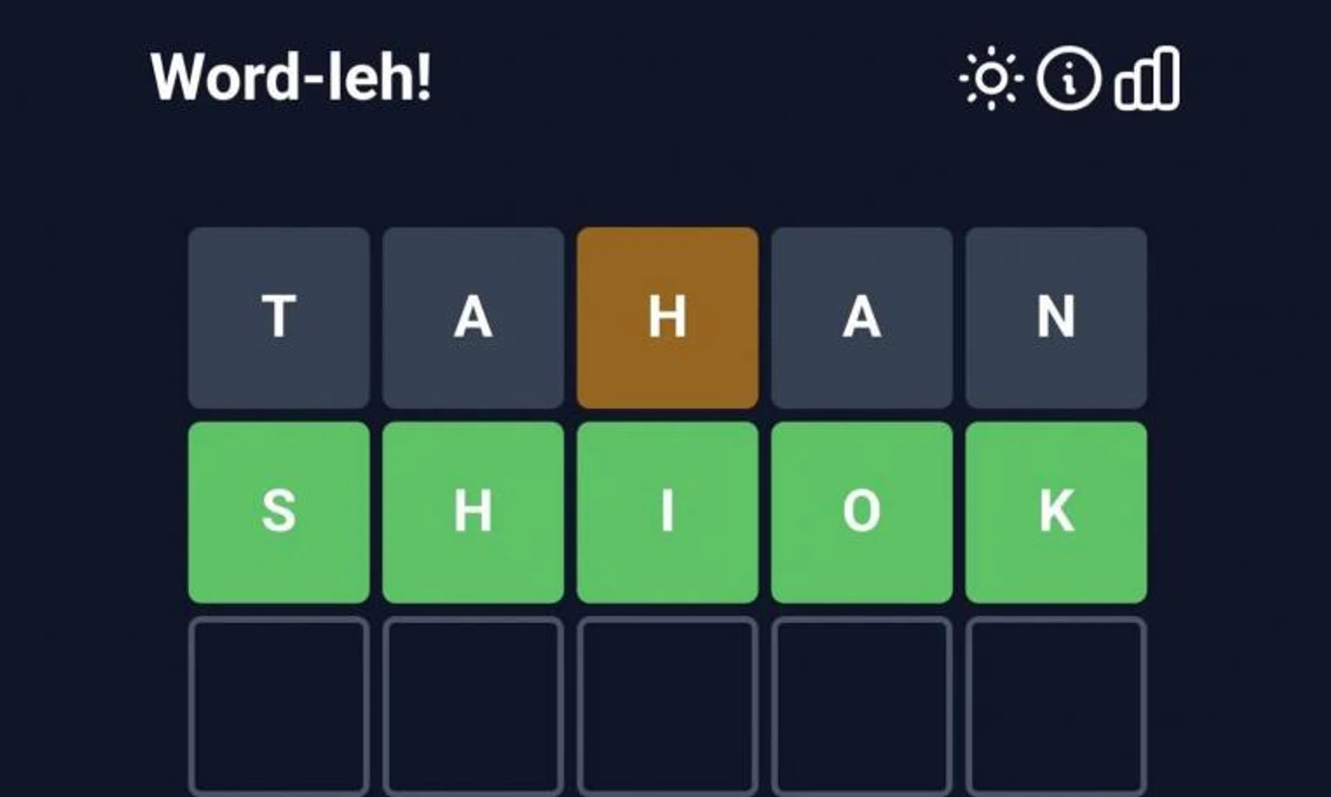 Word-leh's gameplay is virtually identical to Wordle. 