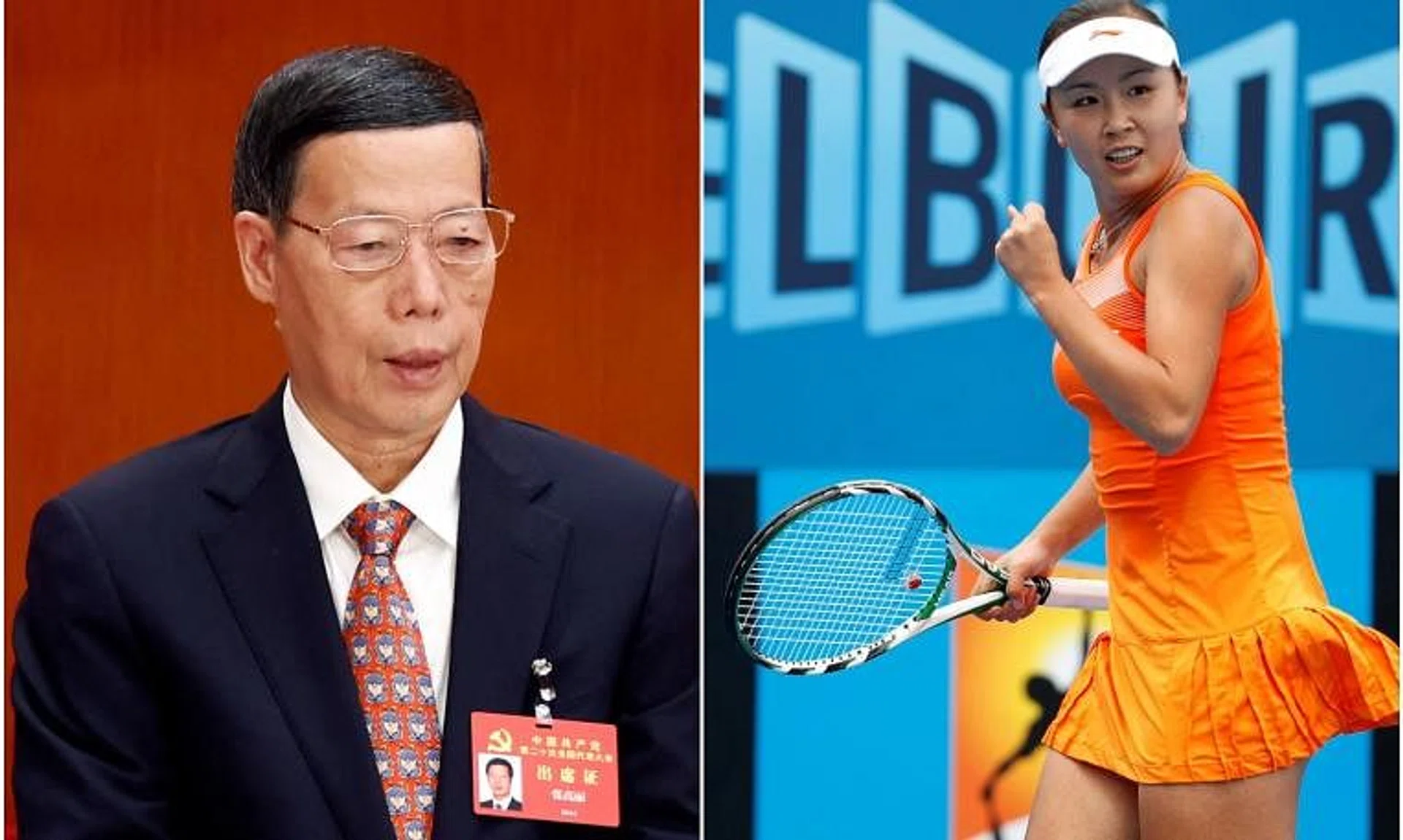 Chinese former Vice-Premier Zhang Gaoli (left) was accused of sexual assault by tennis star Peng Shuai.