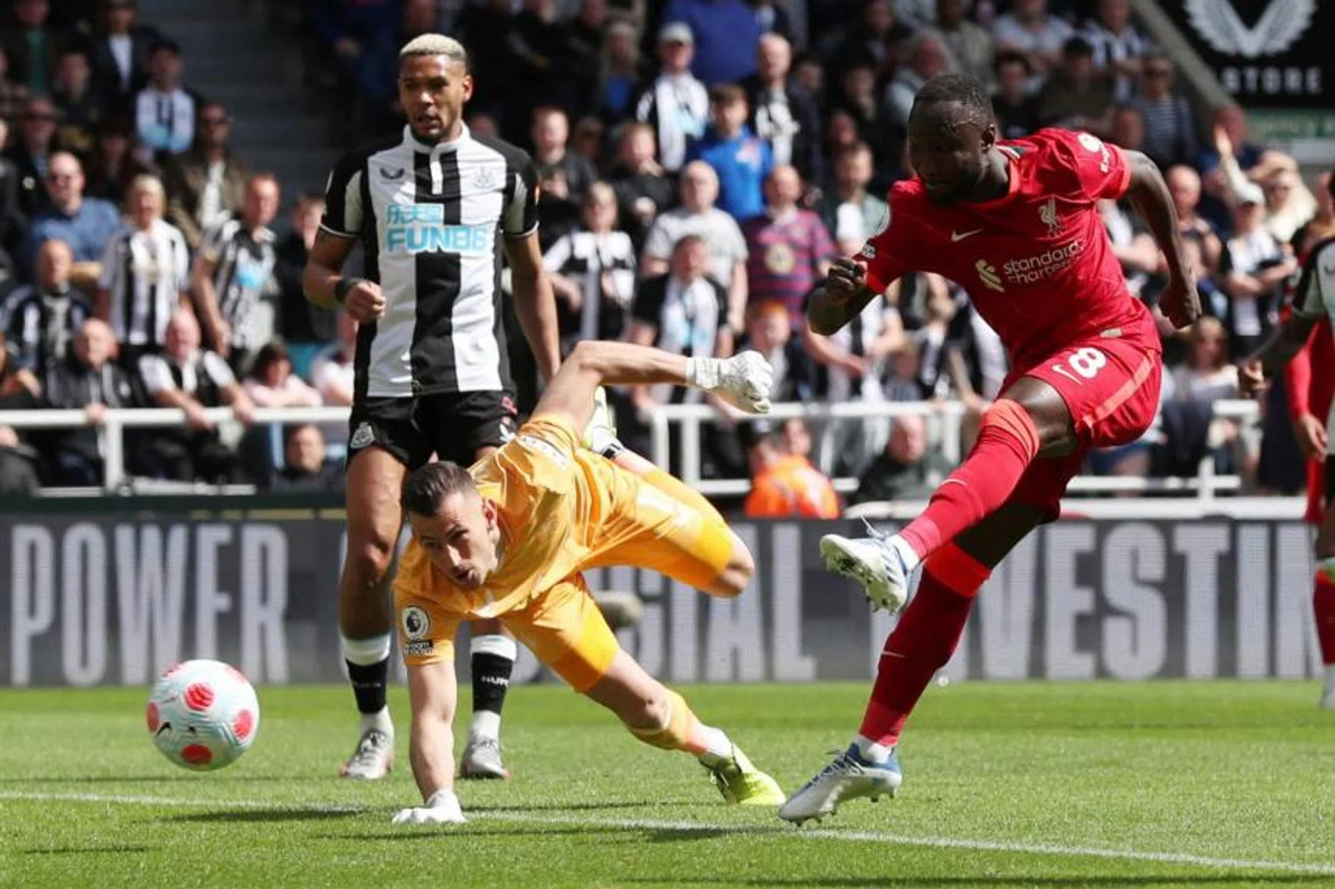 Liverpool's Naby Keita scores their first goal. 